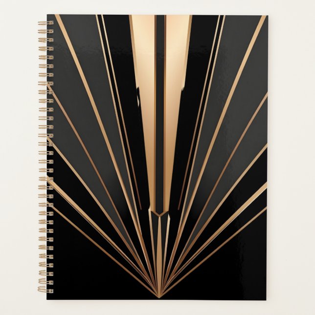 Art Deco Gold Fan Geometric Elegance Planner (Front)