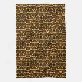 Art Deco Gold Fan Pattern Tea Towel