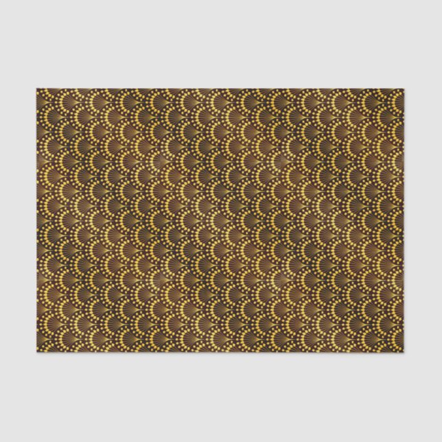 Art Deco Gold Fan Pattern Tissue Paper (Front)