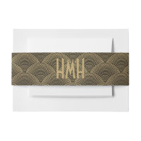 Art Deco Gold Fan Scallop Pattern Monogram