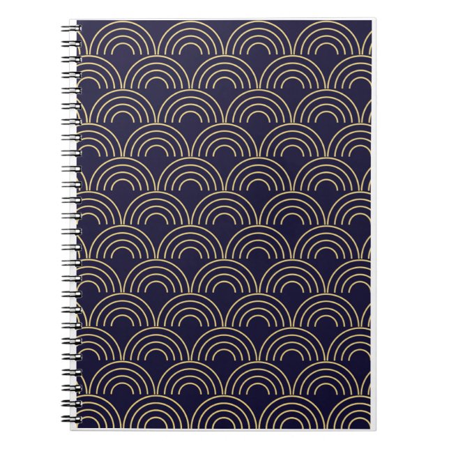Art Deco Gold Fans Seamless Pattern Notebook (Front)