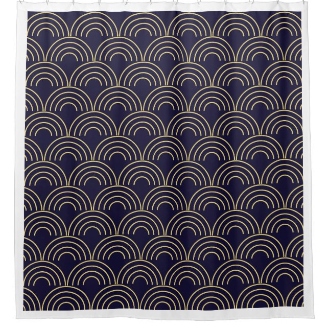 Art Deco Gold Fans Seamless Pattern Shower Curtain (Front)