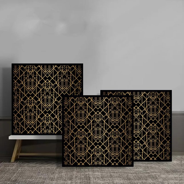 Art Deco Gold Geometric Pattern on Black Tile (Creator Uploaded)