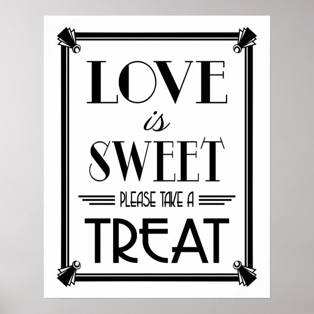 Art Deco GOLD LOVE IS SWEET B/G colour change Poster (Front)