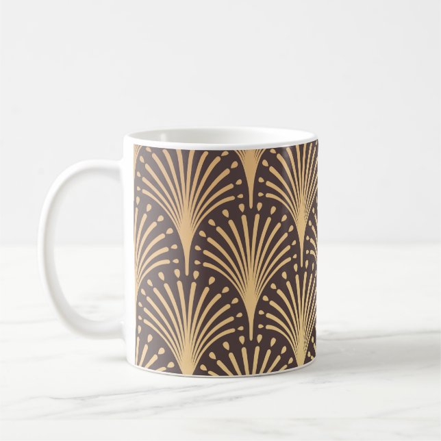 Art Deco Gold: Minimalistic Geometric Luxury Coffee Mug (Left)
