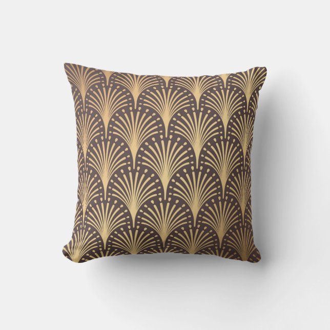 Art Deco Gold: Minimalistic Geometric Luxury Cushion (Front)