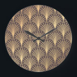 Art Deco Gold: Minimalistic Geometric Luxury Large Clock<br><div class="desc">Art Deco Pattern. Seamless golden background. Minimalistic geometric design. Vintage line design. 1920-30s motifs. Luxury vintage illustration Surrender to the mesmerising beauty of mandala in this seamless pattern! Get enchanted by the elegance of an art deco pattern in vintage line decor. art, deco, pattern, 20s, roaring, seamless, background, gold, illustration,...</div>