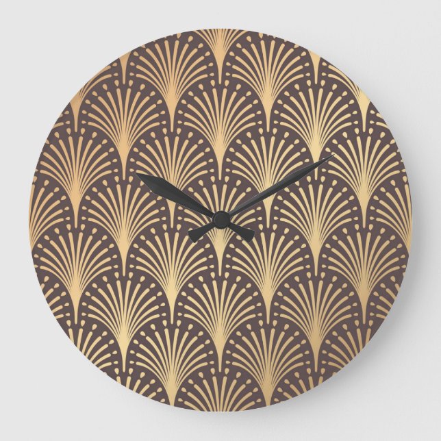Art Deco Gold: Minimalistic Geometric Luxury Large Clock (Front)