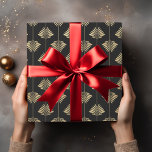 Art Deco Gold Palm Fern Fronds Pattern Wrapping Paper<br><div class="desc">Art Deco Gold Natural Pattern reminiscent of Palm or Fern Fronds. Edit the background colour to match your event.</div>