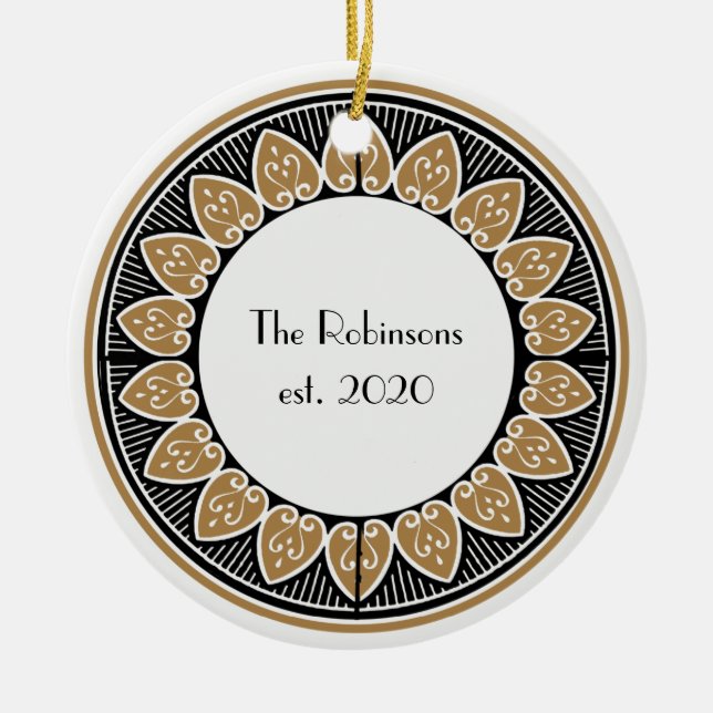 Art Deco Gold Posh Wedding Ceramic Tree Decoration (Front)