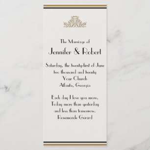 Art Deco Gold Posh Wedding Program Programme