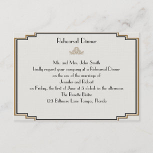 Art Deco Gold Posh Wedding Rehearsal Invitation