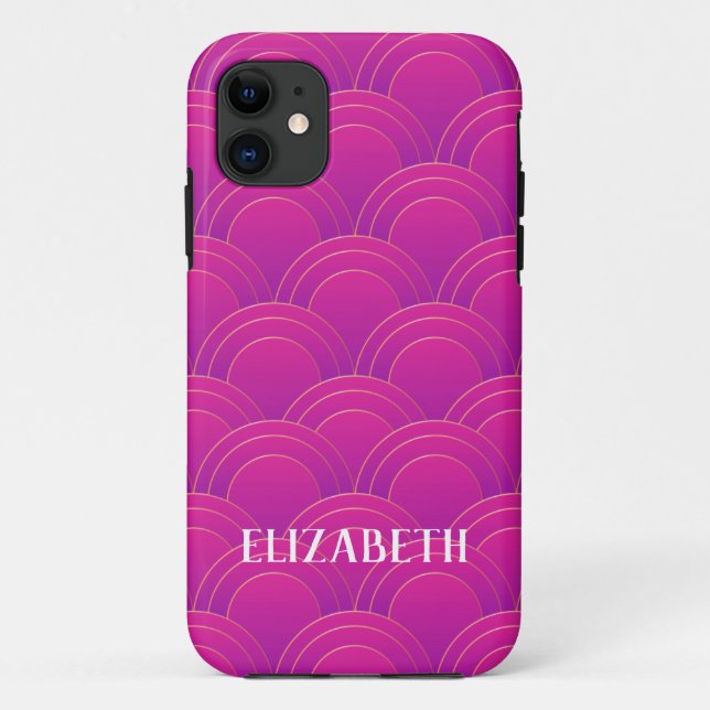 Art Deco Gold Purple Name Personalised Case-Mate iPhone Case (Back)