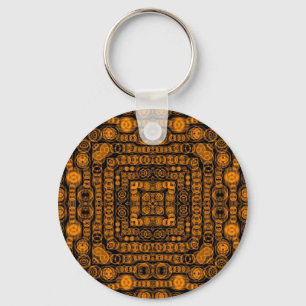 Art Deco Gold Retro Squares Abstract Art Key Ring