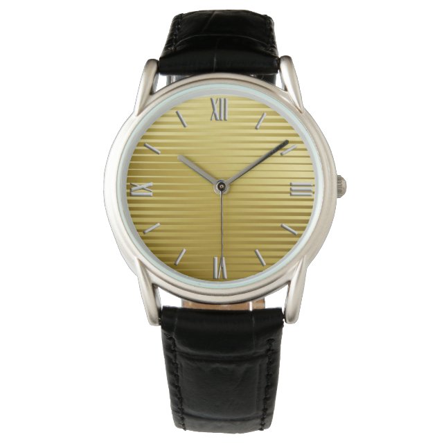 Art Deco Gold Satin Stripes Watch (Front)