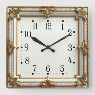 Art Deco Gold Square Wall Clock