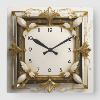 Art Deco Gold Square Wall Clock