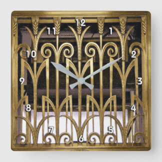 Art Deco Gold Square Wall Clock