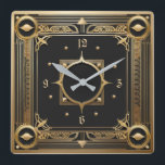 Art Deco Gold Square Wall Clock<br><div class="desc">Great clock design. You will love it like others. Be free to use this design for other product you like or to customise and add your text. Follow me for more. Thank you. Have a nice day.</div>