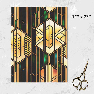 Art Deco Gold Stained Glass Artwork Large Tissue Paper