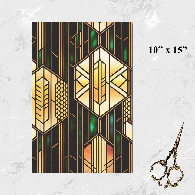 Art Deco Gold Stained Glass Artwork Small Tissue Paper (Creator Uploaded)