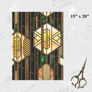 Art Deco Gold Stained Glass Artwork Tissue Paper
