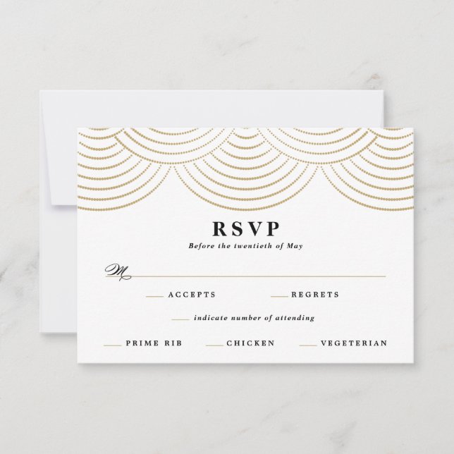 Art Deco Gold String Lights Wedding Response Card (Front)