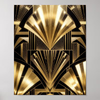 Art Deco Gold Sunburst Black Gold Geometric Luxury