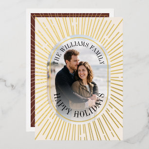 Art Deco Gold Sunburst Happy Holidays Photo