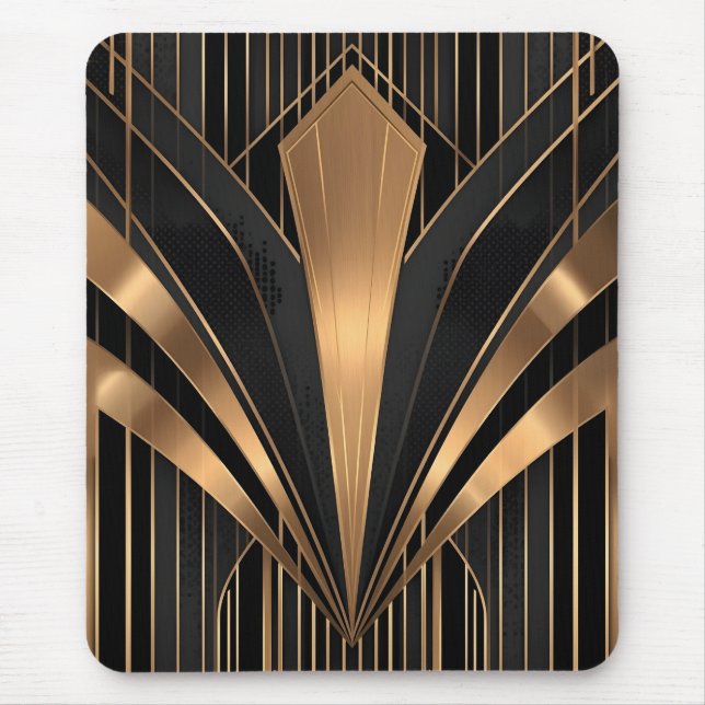 Art Deco Gold Sunburst Luxury Geometry Mouse Pad (Front)