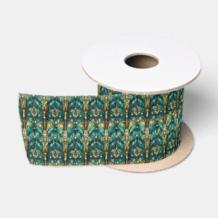 Art Deco Gold & Teal Satin Ribbon