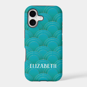 Art Deco Gold Turquoise Name Personalised