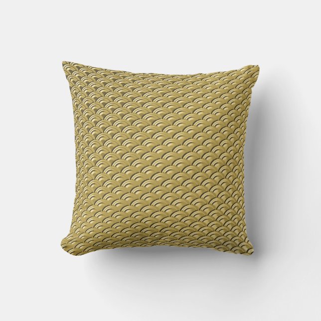 Art Deco Gold Wave Pattern Cushion (Front)
