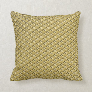 Art Deco Gold Wave Pattern Cushion