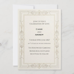 Art Deco Gold Wedding Invitation