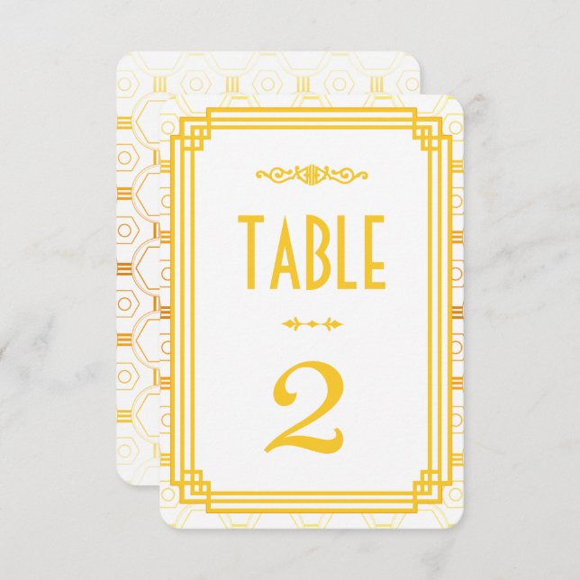Art Deco Gold Wedding Table Numbers (Front/Back)