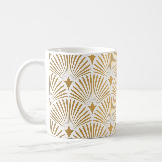 Art Deco: Gold-White Elegance. Coffee Mug (Left)