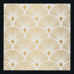 Art Deco: Gold-White Elegance. Faux Canvas Print<br><div class="desc">Art Deco Pattern. Seamless white and gold background. Metallic shells or scales lace ornament. Minimalistic geometric design. Vintage lines. 1920-30s motifs. Luxury vintage wedding decoration Roaring 20s Art: Metallic Shells and Geometric decor. Art Deco Elegance: Metallic Shells and Vintage Lines. pattern, deco, gold, geometric, seamless, background, texture, steampunk, fan, leaves,...</div>