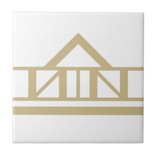 Art Deco Gold White Simple Geometric Border 02 Tile