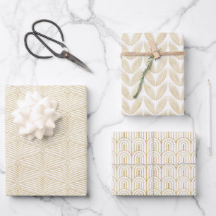 Art Deco Gold & White Wrapping Paper Sheet Set