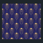 Art Deco golden floral: elegant. Poster<br><div class="desc">Elegant Art Deco style seamless pattern with golden floral/fan shape motifs on midnight blue background. Metallic gold gradient repeat Vintage pattern with teardrop motifs. Indulge in the Art Deco splendour with golden motifs on midnight blue. Golden art deco motifs exude elegance on a midnight blue background. art, deco, pattern, floral,...</div>