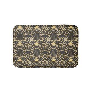 Art Deco: Golden Geometric Tiles. Bath Mat