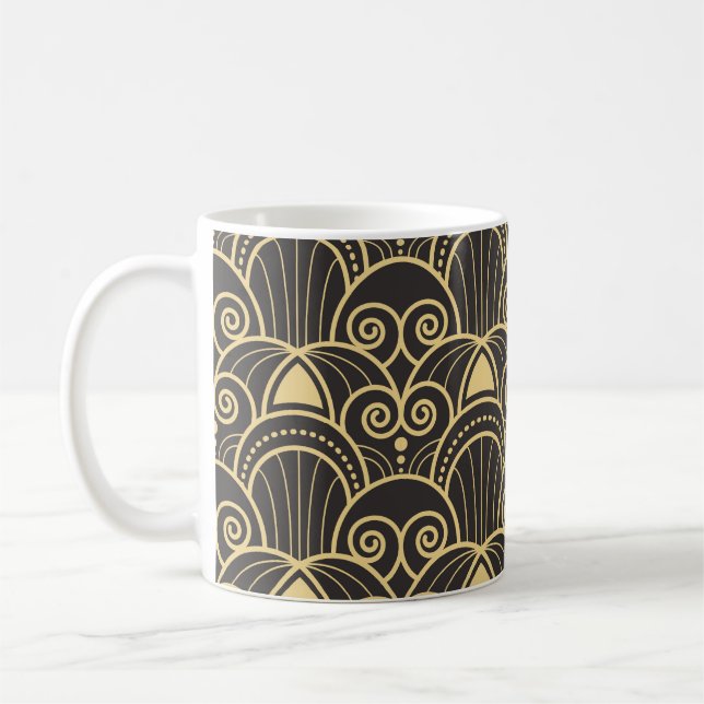 Art Deco: Golden Geometric Tiles. Coffee Mug (Left)