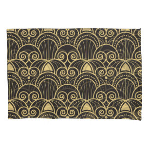 Art Deco: Golden Geometric Tiles. Pillowcase