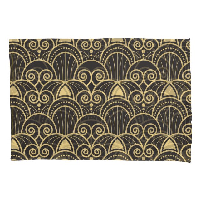Art Deco: Golden Geometric Tiles. Pillowcase (Front)