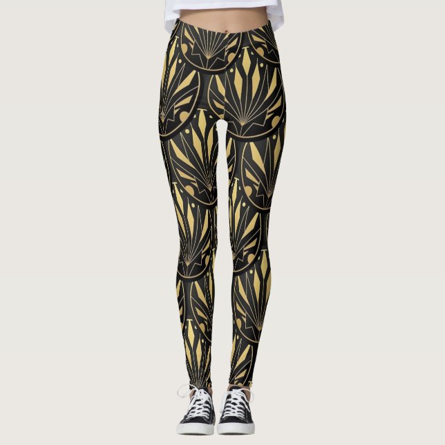 art deco golden pattern leggings (Front)