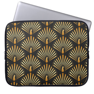 Art deco golden peacock pattern laptop sleeve