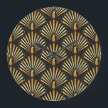 Art deco golden peacock pattern large clock<br><div class="desc">Vintage illustration of golden peacock in black background seamless pattern in art deco style Golden Peacock Art Deco: Glamour in Every Feather! Embark on a journey to the art deco era with a golden peacock seamless pattern. Gatsby-inspired elegance. gatsby, seamless, background, peacock, feather, gold, fan, illustration, deco, pattern, geometric, abstract,...</div>