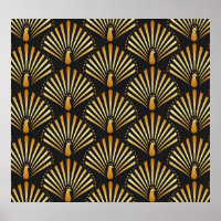 Art deco golden peacock pattern