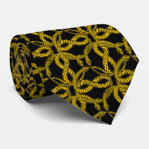 Art Deco Golden Snake Pattern Tie